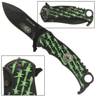 Run Out of Hell Spring Assist Knife Green
