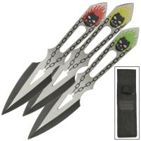 WG1120 - Unchained Skull Multi Color 3 Piece Throwing Knife Set