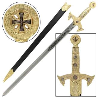 Knights Templar Medieval Replica Longsword Gold
