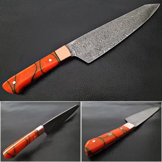 Solid Resin Grip Santoku Forged Chef Knife Damascus 1095 HC Steel by White Deer