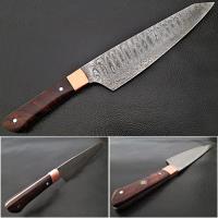 WSDM-2317 - Cocobolo Wood Grip Santoku Forged Chef Knife Damascus 1095 HC Steel by White Deer
