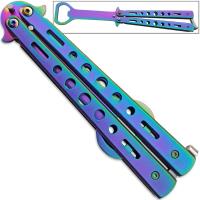YC-263RW - Bottle Popping Titanium Coated Balisong Opener ALL STEEL Butterfly