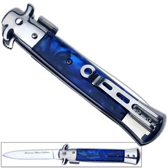Premium Stiletto Knife Legal Auto Blue Milano Collection Spring Assist