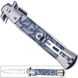 Premium Milano Collection Stiletto Knife Spring Assist White Grey