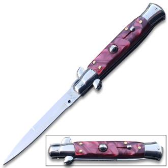 Classic Stiletto Switchblade Knife Red
