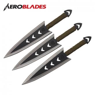 Set of 3 6.5 Paracord Wrapped Arrowhead Throwing Knives