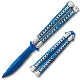 Swift Blue Balisong Two-Tone Titanium Coated Butterfly Knife