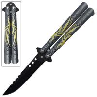 BF-171GD - Green Spider Balisong Butterfly Knife Black Blade
