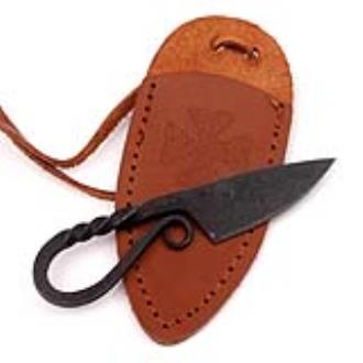 Twisted Sister Miniature Pocket Neck Knife Necklace Brown Sheath