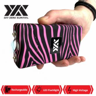 Pink Zebra Max Power 10 Million Volt Stun Gun Rechargeable LED Light