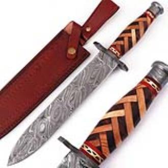 Arabian Nights Damascus Steel Dagger with Leather Sheath