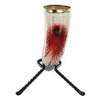 IN60551HR - Horn of Olaf Bloody Peacock Feather Medieval Drinking Horn