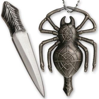 Deadly Spider Neck Knife Necklace Pendant with Ball Chain 2.25in Knife All Metal