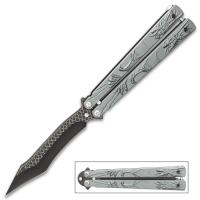 NF1165 - Grey Dragon Butterfly Knife Stainless Steel Blade