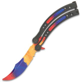 Marble Fade Butterfly Knife Trainer Stainless Steel Blade