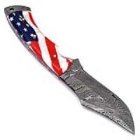 HKD2307 - Land of the Free Full Tang Damascus Steel American Flag Handle