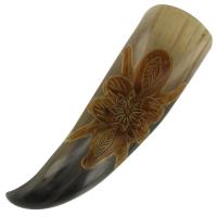 IN4223HR - Burnt Blossom Drinking Horn with Stand