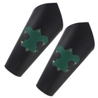 IN60185 - Lace-Up Medieval Leather Green Fleur-de-lis Arm Bracer Cuff Set