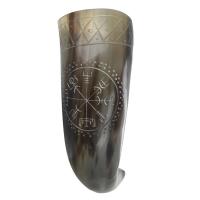 IN60610 - Norse Era Icelandic Vegvisir Engraved Drinking Horn