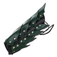 ARM102BG - Drogo&#39;s Wrath Medieval Adjustable Leather Scaled Arm Bracer | Black and Green |