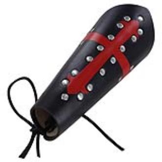 Holy Warrior Medieval Lace Up Leather Bracer Black and Red