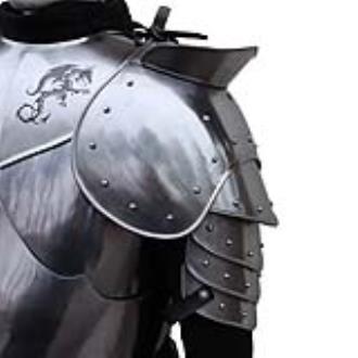 Medieval Warrior Riveted Pauldrons with Sword Breakers