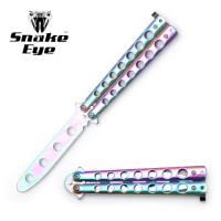 PK-1158RB - Snake Eye Tactical Training Butterfly Knife Rainbow 5&quot; Closed