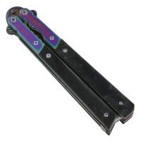 8BC5-50BKRB-2-D4 - Eye of the Tiger Rainbow Damascus Steel Butterfly Knife