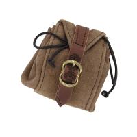 IN60752 - Medieval Small Suede Leather Strapped Drawstring Pouch